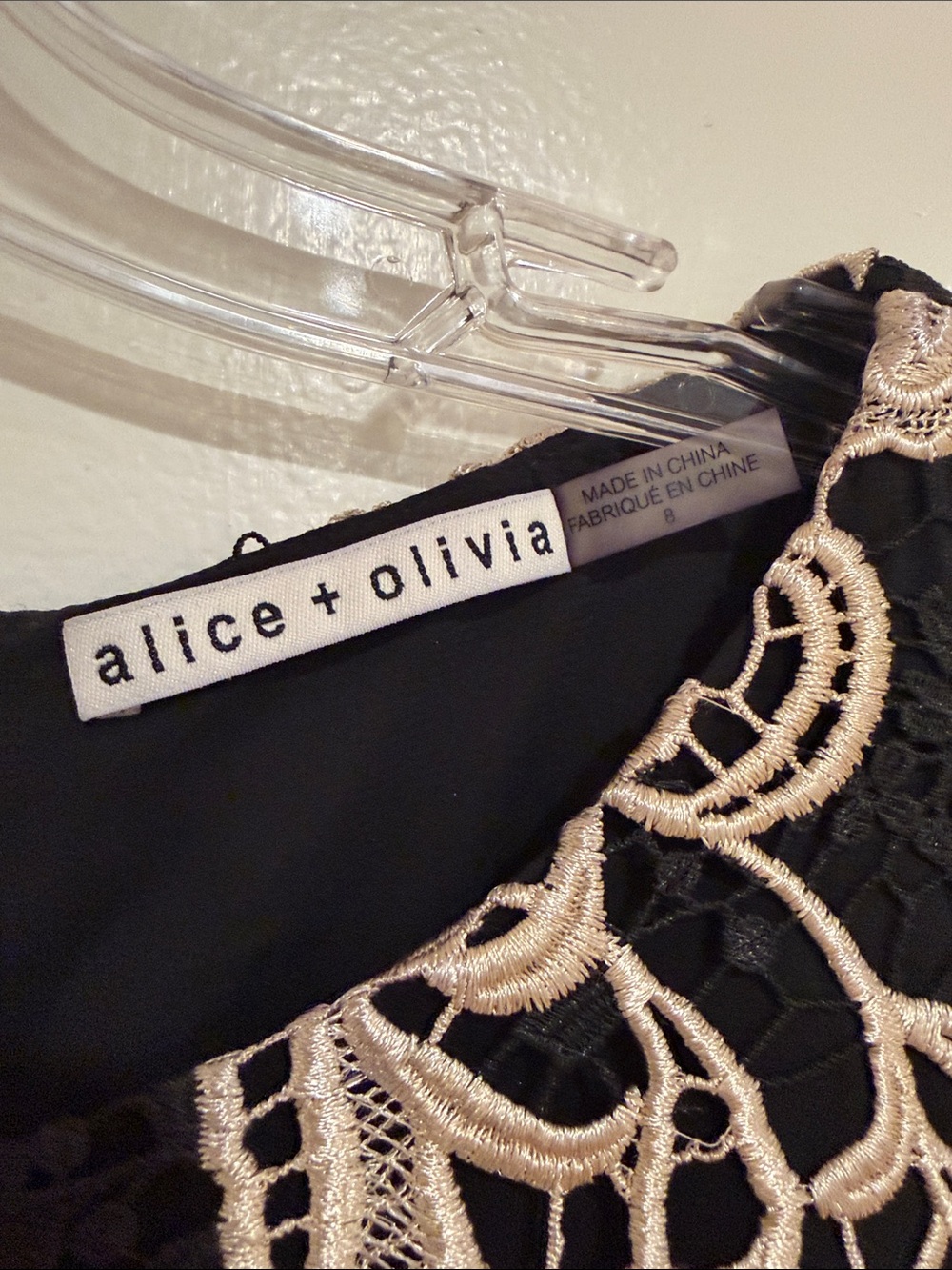 Alice + Olivia Cleora Black Lace Midi Flounce Dress Cream Floral (Orig $495) - Picture 2 of 5